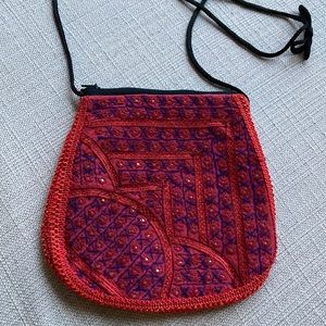 Vintage Bohemian embroidered purse/bag, cross body, Valentines